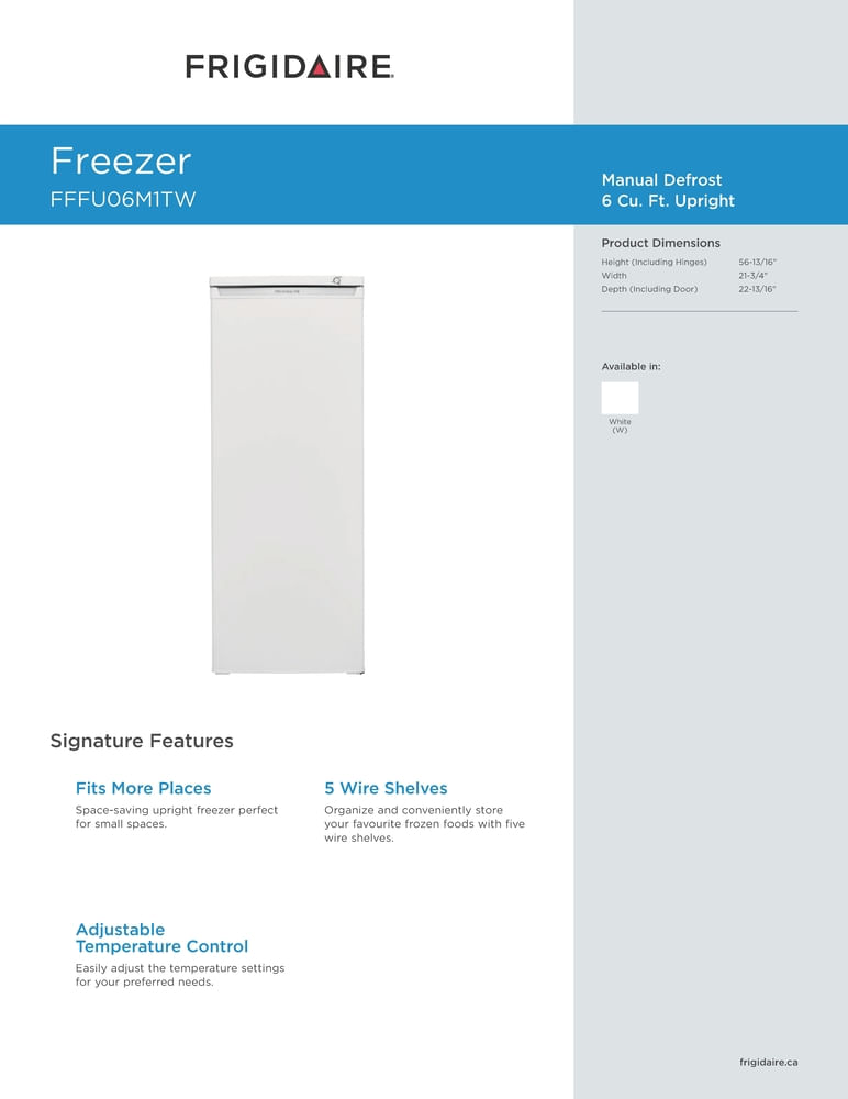 FFFU06M1TW by Frigidaire - Frigidaire 6 Cu. Ft. Upright Freezer